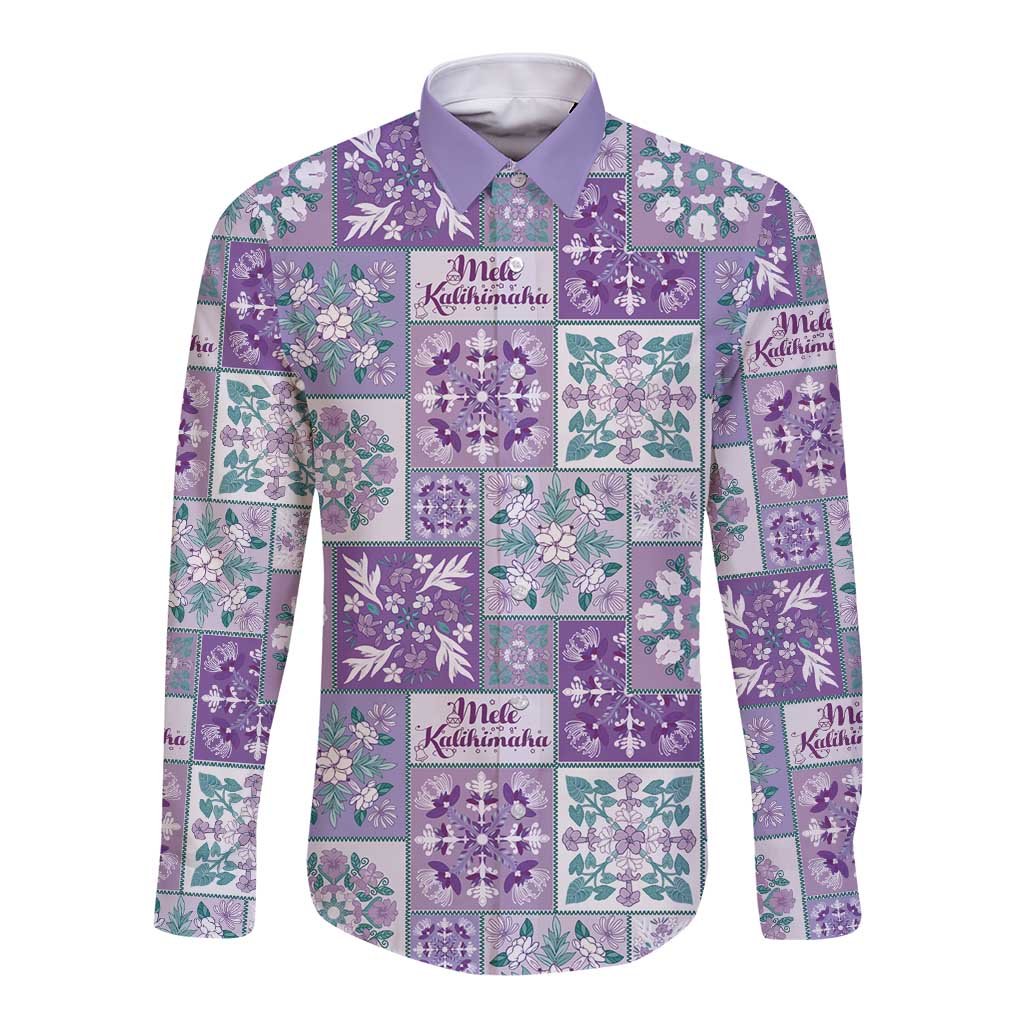 Mele Kalikimaka Hawaii Christmas Long Sleeve Button Shirt Poni Seamless Floral Motif - Polynesian Pride