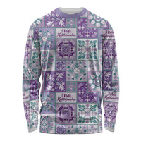 Mele Kalikimaka Hawaii Christmas Long Sleeve Shirt Poni Seamless Floral Motif LT9 Unisex Purple - Polynesian Pride