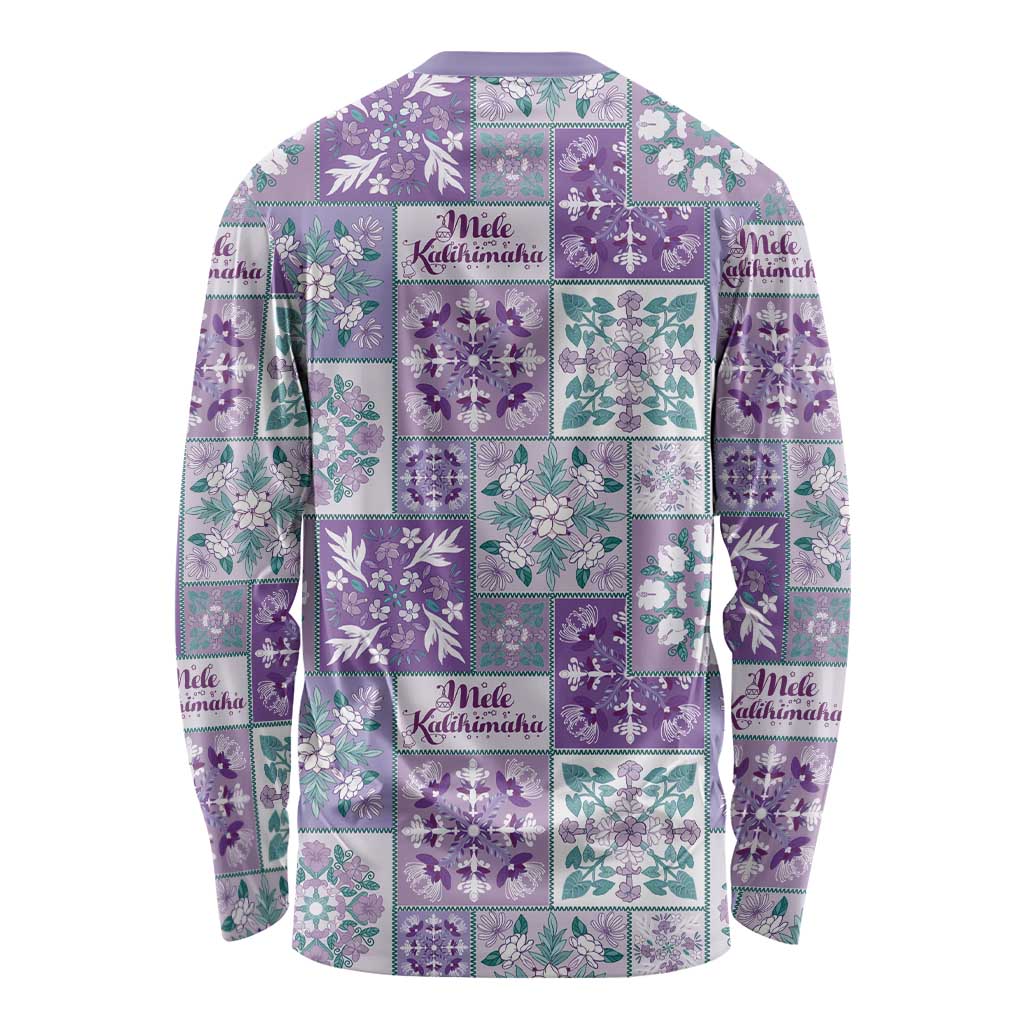 Mele Kalikimaka Hawaii Christmas Long Sleeve Shirt Poni Seamless Floral Motif LT9 - Polynesian Pride