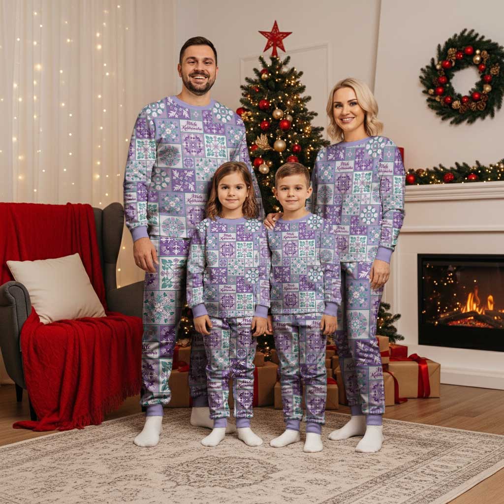 Mele Kalikimaka Hawaii Christmas Pajama Set Poni Seamless Floral Motif - Polynesian Pride