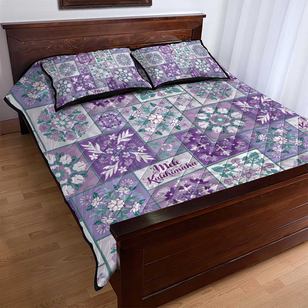 Mele Kalikimaka Hawaii Christmas Quilt Bed Set Poni Seamless Floral Motif - Polynesian Pride