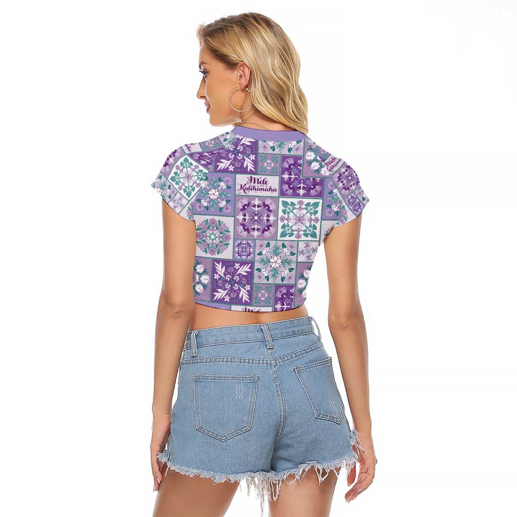 Mele Kalikimaka Hawaii Christmas Raglan Cropped T Shirt Poni Seamless Floral Motif LT9 - Polynesian Pride