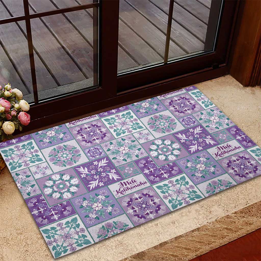 Mele Kalikimaka Hawaii Christmas Rubber Doormat Poni Seamless Floral Motif - Polynesian Pride