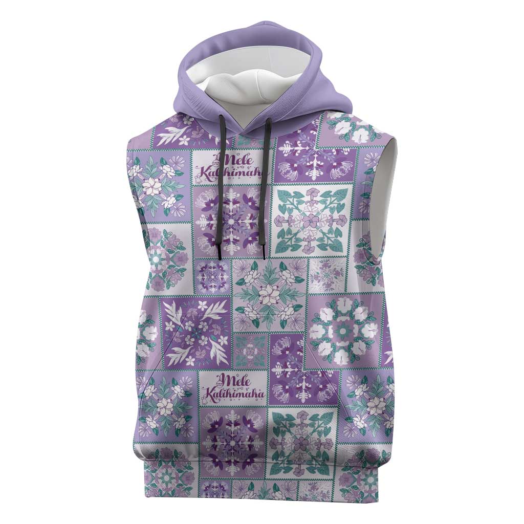 Mele Kalikimaka Hawaii Christmas Sleeveless Hoodie Poni Seamless Floral Motif - Polynesian Pride