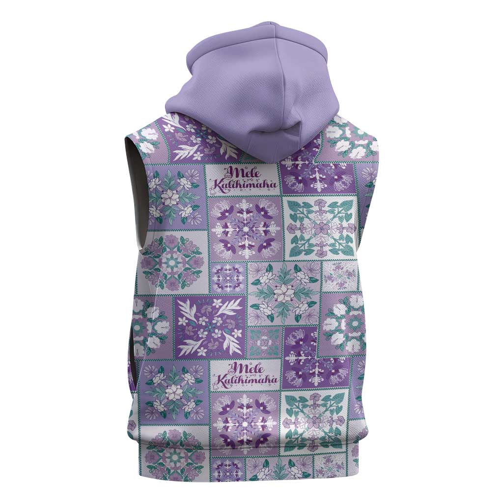 Mele Kalikimaka Hawaii Christmas Sleeveless Zip Hoodie Poni Seamless Floral Motif - Polynesian Pride
