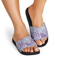 Mele Kalikimaka Hawaii Christmas Slide Sandals Poni Seamless Floral Motif - Polynesian Pride