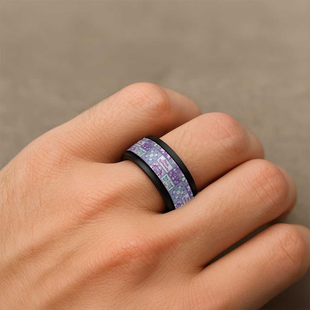 Mele Kalikimaka Hawaii Christmas Spinner Ring Poni Seamless Floral Motif - Polynesian Pride