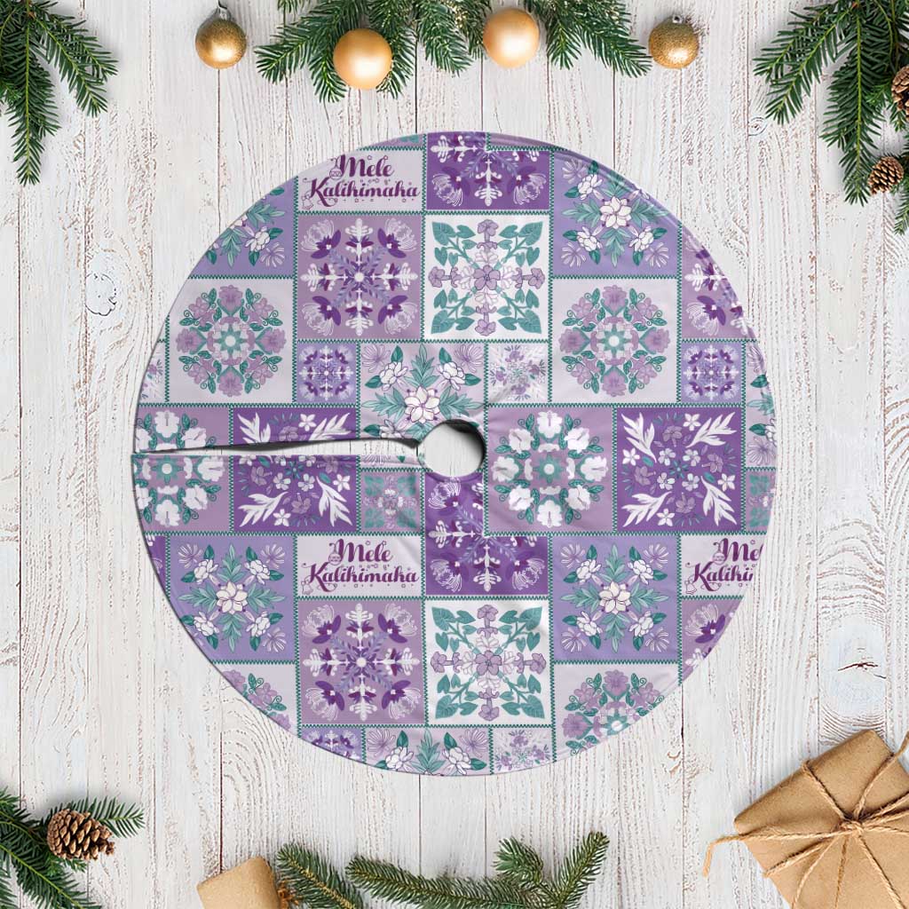 Mele Kalikimaka Hawaii Christmas Tree Skirt Poni Seamless Floral Motif LT9 Casual Purple - Polynesian Pride