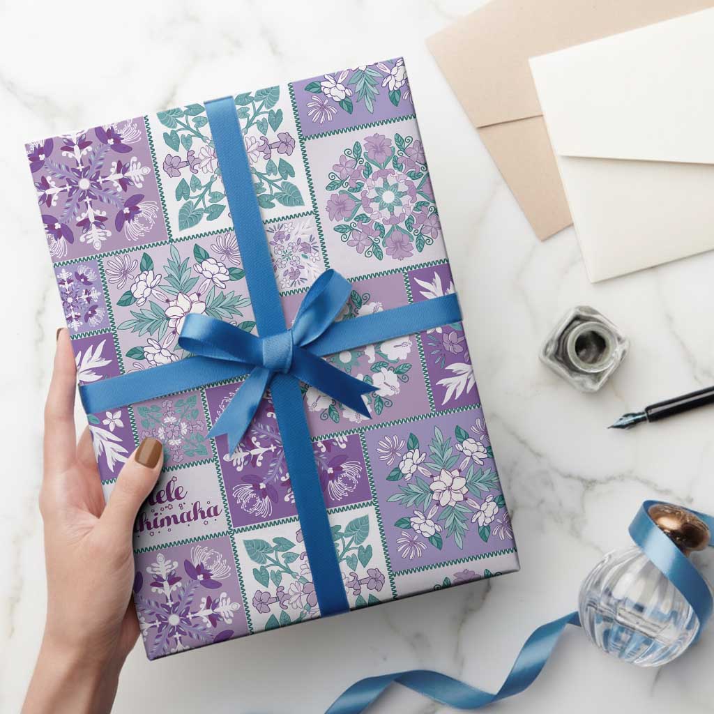 Mele Kalikimaka Hawaii Christmas Wrapping Paper Poni Seamless Floral Motif - Polynesian Pride