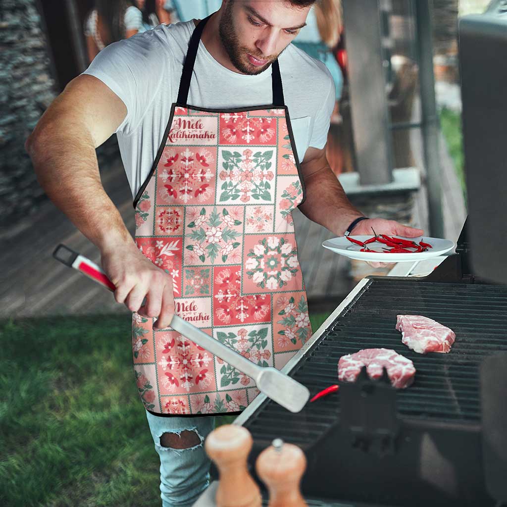 Mele Kalikimaka Hawaii Christmas Apron Ulaula Seamless Floral Motif - Polynesian Pride
