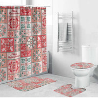 Mele Kalikimaka Hawaii Christmas Bathroom Set Ulaula Seamless Floral Motif - Polynesian Pride