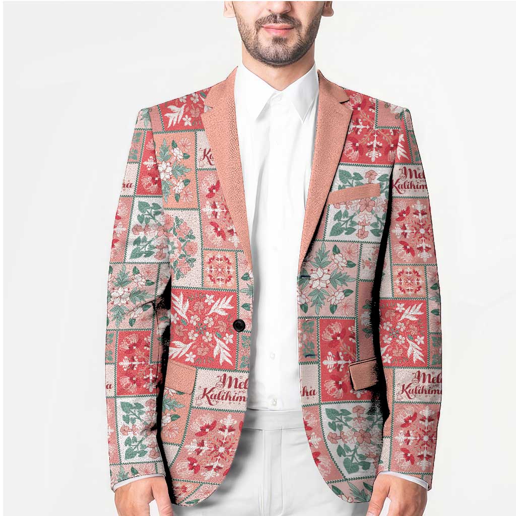 Mele Kalikimaka Hawaii Christmas Blazer Ulaula Seamless Floral Motif - Polynesian Pride