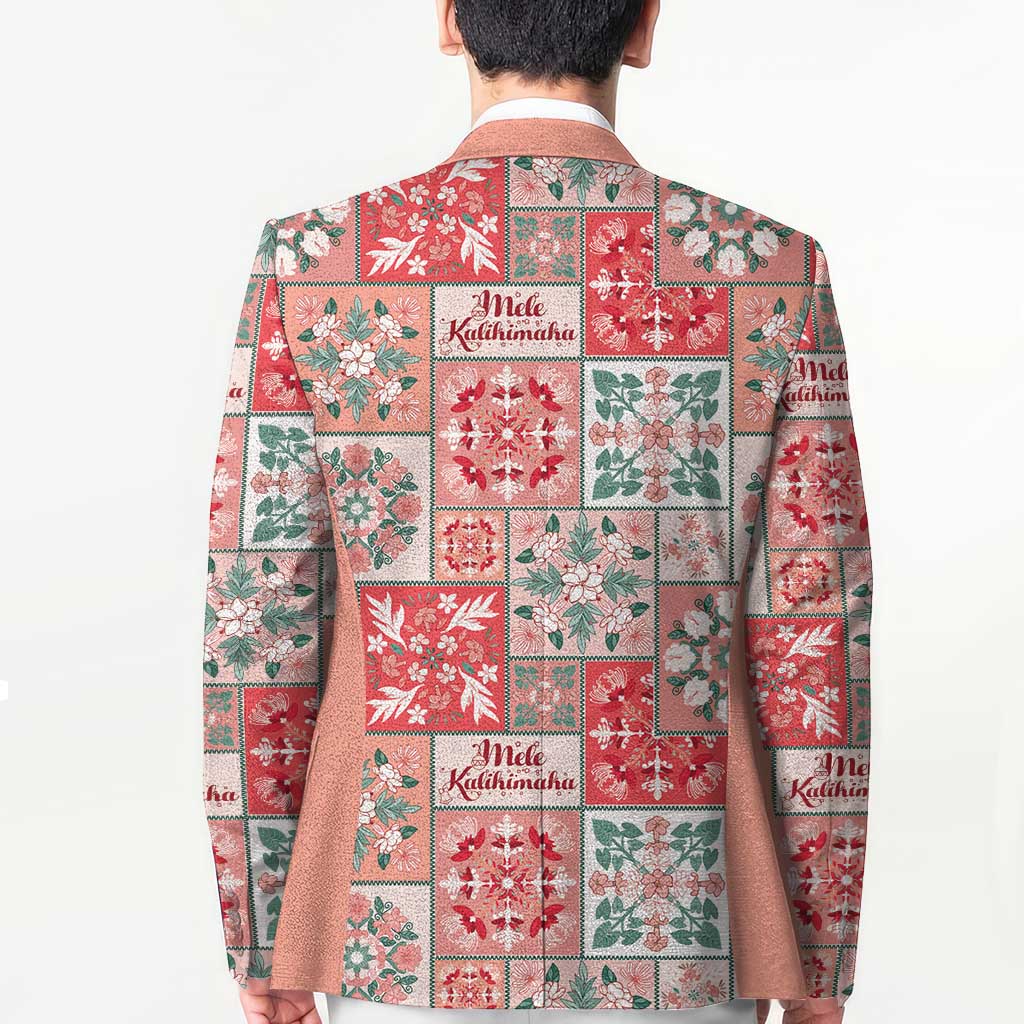 Mele Kalikimaka Hawaii Christmas Blazer Ulaula Seamless Floral Motif - Polynesian Pride