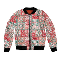 Mele Kalikimaka Hawaii Christmas Bomber Jacket Ulaula Seamless Floral Motif LT9 Unisex Red - Polynesian Pride