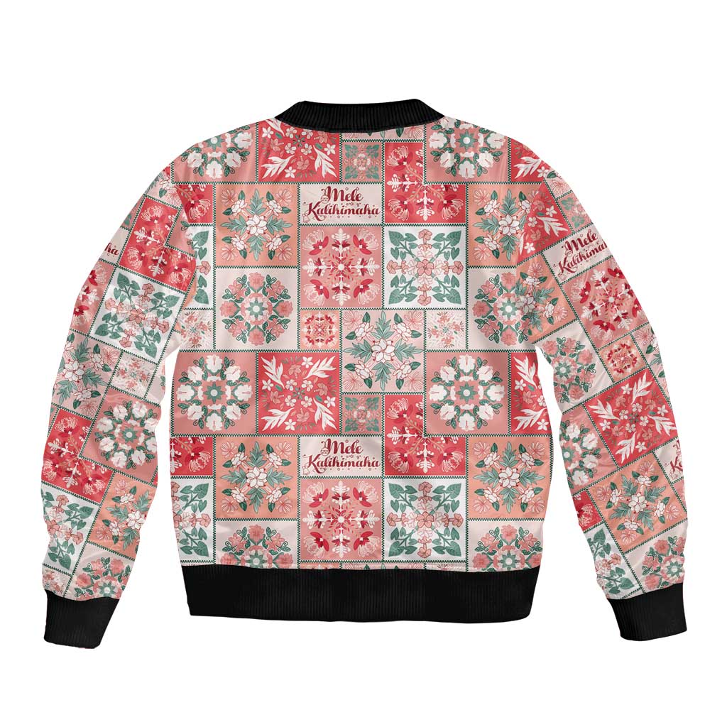 Mele Kalikimaka Hawaii Christmas Bomber Jacket Ulaula Seamless Floral Motif LT9 - Polynesian Pride