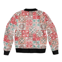 Mele Kalikimaka Hawaii Christmas Bomber Jacket Ulaula Seamless Floral Motif LT9 - Polynesian Pride