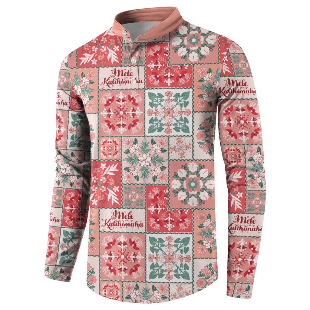 Mele Kalikimaka Hawaii Christmas Button Sweatshirt Ulaula Seamless Floral Motif - Polynesian Pride