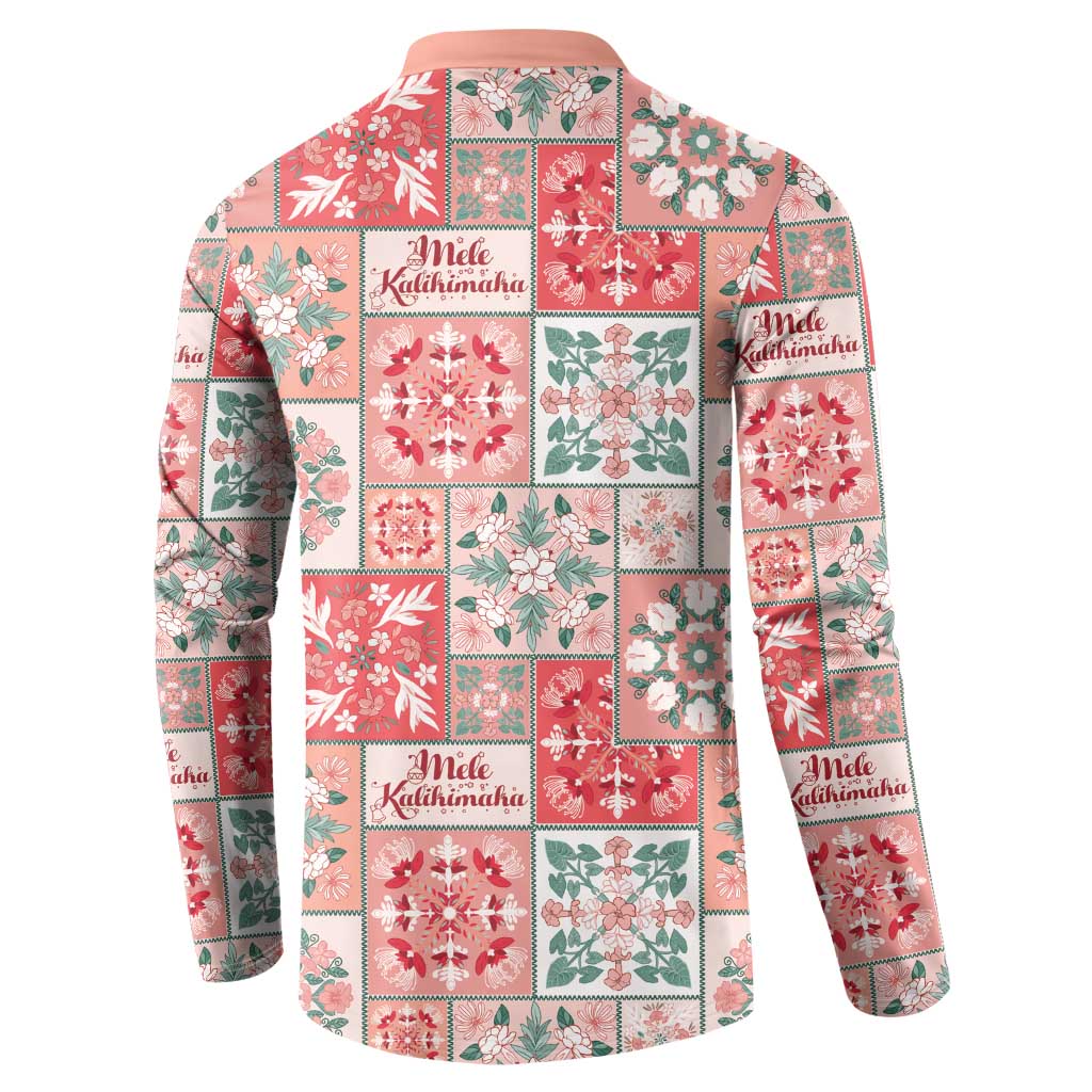 Mele Kalikimaka Hawaii Christmas Button Sweatshirt Ulaula Seamless Floral Motif - Polynesian Pride