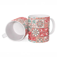 Mele Kalikimaka Hawaii Christmas Ceramic Mug Ulaula Seamless Floral Motif - Polynesian Pride