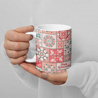 Mele Kalikimaka Hawaii Christmas Ceramic Mug Ulaula Seamless Floral Motif - Polynesian Pride
