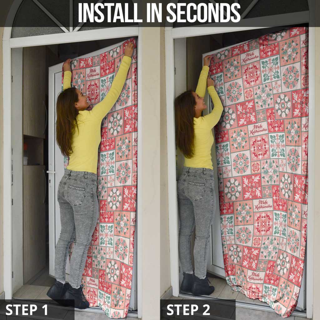 Mele Kalikimaka Hawaii Christmas Door Cover Ulaula Seamless Floral Motif - Polynesian Pride