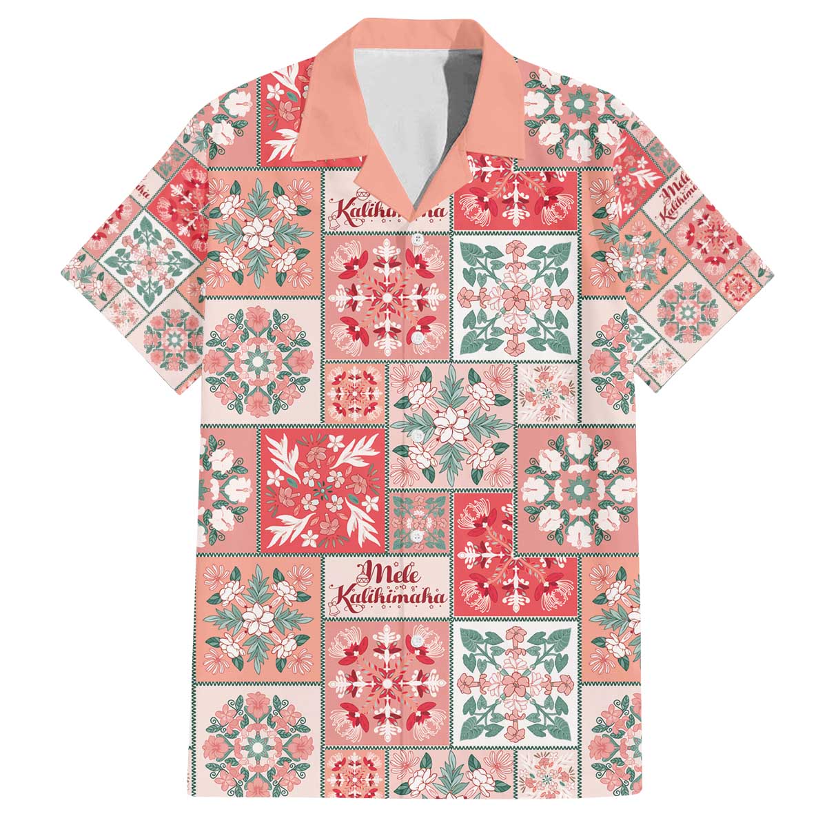 Mele Kalikimaka Hawaii Christmas Family Matching Off The Shoulder Long Sleeve Dress and Hawaiian Shirt Ulaula Seamless Floral Motif - Polynesian Pride