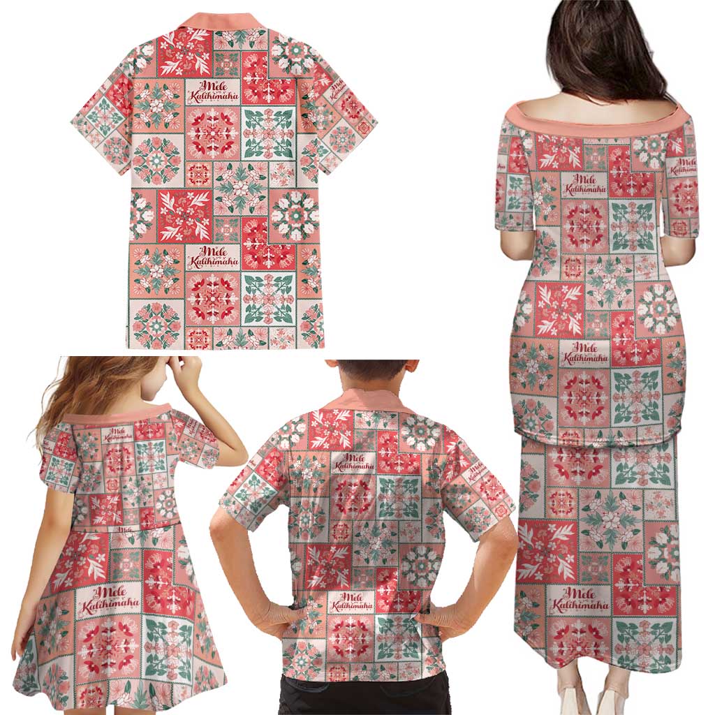 Mele Kalikimaka Hawaii Christmas Family Matching Puletasi and Hawaiian Shirt Ulaula Seamless Floral Motif LT9 - Polynesian Pride
