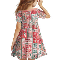 Mele Kalikimaka Hawaii Christmas Family Matching Short Sleeve Bodycon Dress and Hawaiian Shirt Ulaula Seamless Floral Motif - Polynesian Pride