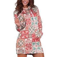 Mele Kalikimaka Hawaii Christmas Hoodie Dress Ulaula Seamless Floral Motif - Polynesian Pride