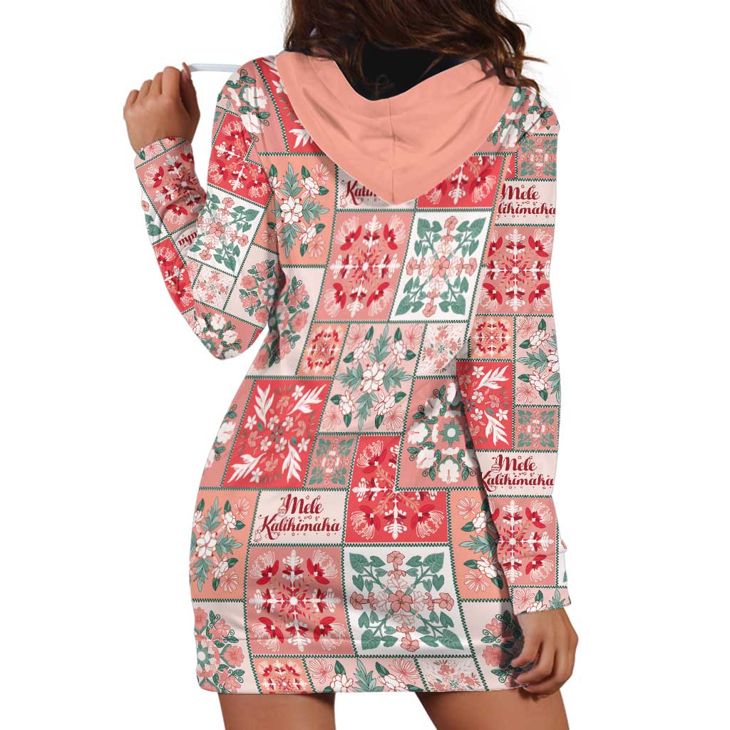 Mele Kalikimaka Hawaii Christmas Hoodie Dress Ulaula Seamless Floral Motif - Polynesian Pride