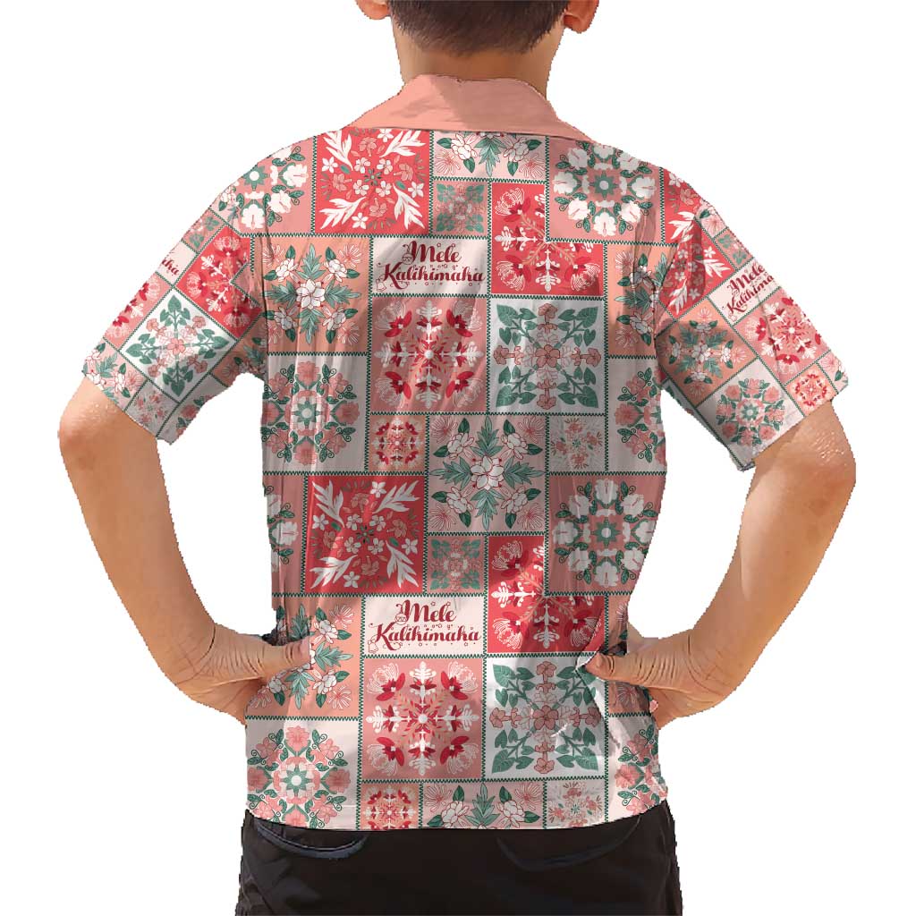 Mele Kalikimaka Hawaii Christmas Kid Hawaiian Shirt Ulaula Seamless Floral Motif - Polynesian Pride