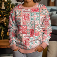 Mele Kalikimaka Hawaii Christmas Kid Ugly Christmas Sweater Ulaula Seamless Floral Motif - Polynesian Pride