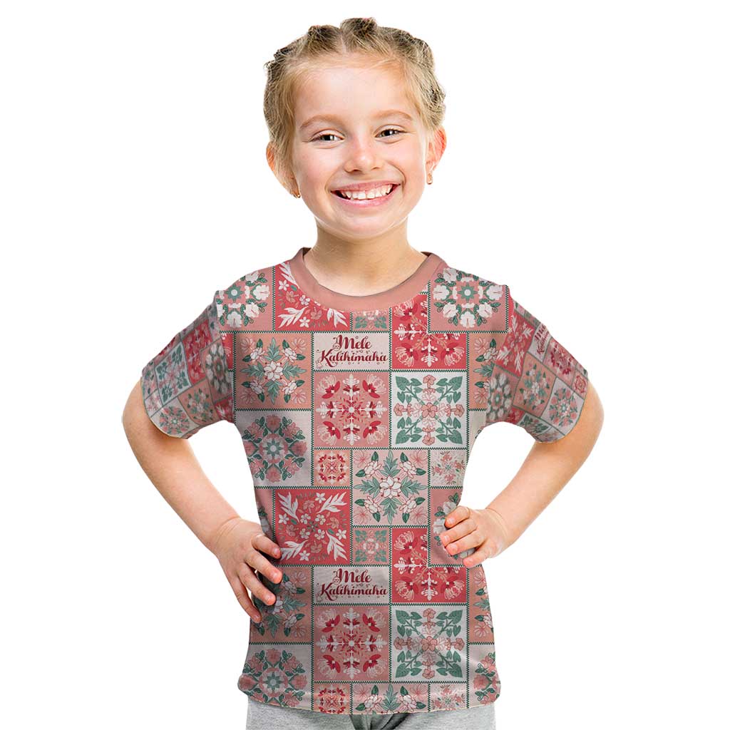 Mele Kalikimaka Hawaii Christmas Kid T Shirt Ulaula Seamless Floral Motif - Polynesian Pride