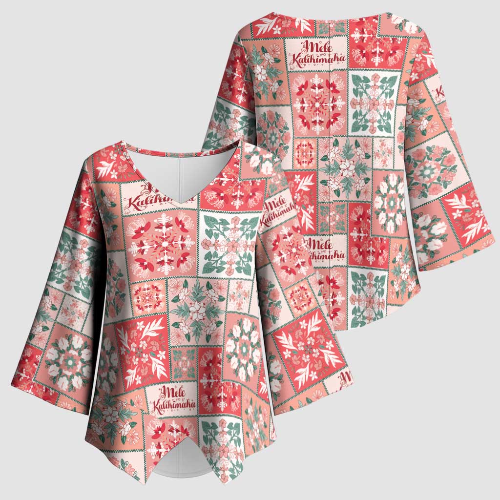 Mele Kalikimaka Hawaii Christmas Kimono Sleeve Blouse Ulaula Seamless Floral Motif LT9 - Polynesian Pride