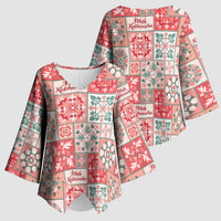 Mele Kalikimaka Hawaii Christmas Kimono Sleeve Blouse Ulaula Seamless Floral Motif LT9 - Polynesian Pride