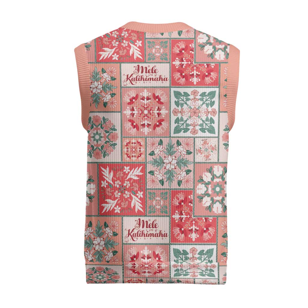 Mele Kalikimaka Hawaii Christmas Knitted V-Neck Vest Ulaula Seamless Floral Motif LT9 - Polynesian Pride