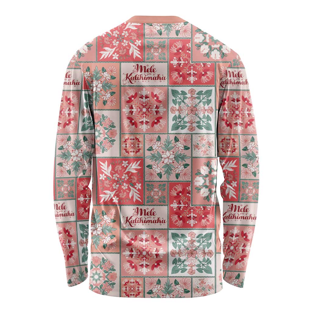 Mele Kalikimaka Hawaii Christmas Long Sleeve Shirt Ulaula Seamless Floral Motif LT9 - Polynesian Pride