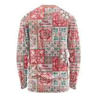Mele Kalikimaka Hawaii Christmas Long Sleeve Shirt Ulaula Seamless Floral Motif LT9 - Polynesian Pride