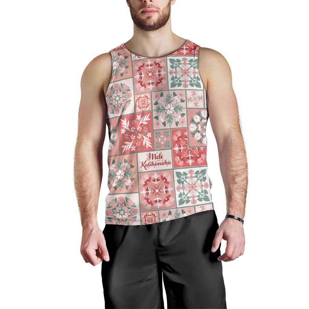 Mele Kalikimaka Hawaii Christmas Men Tank Top Ulaula Seamless Floral Motif - Polynesian Pride