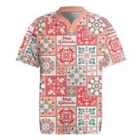 Mele Kalikimaka Hawaii Christmas Rugby Jersey Ulaula Seamless Floral Motif - Polynesian Pride