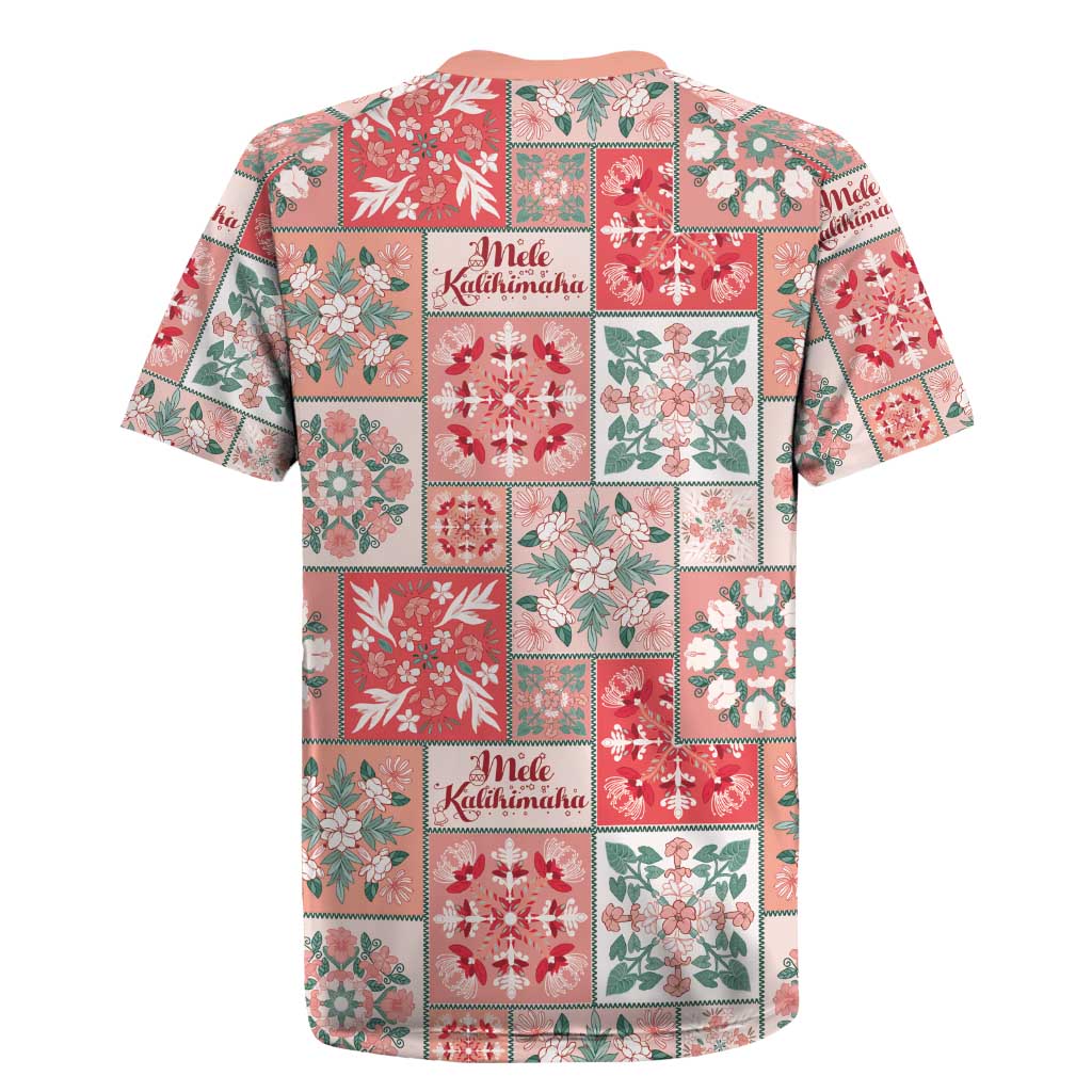 Mele Kalikimaka Hawaii Christmas Rugby Jersey Ulaula Seamless Floral Motif - Polynesian Pride