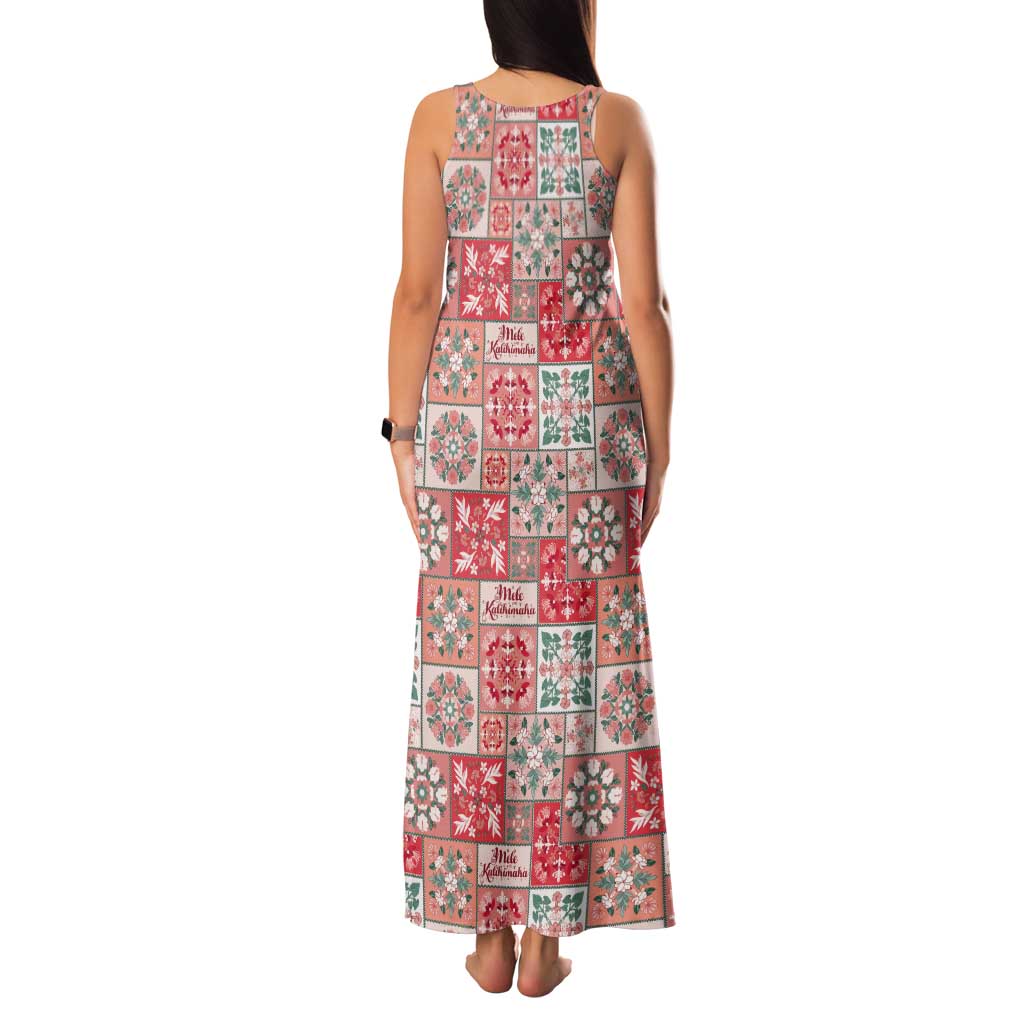 Mele Kalikimaka Hawaii Christmas Tank Maxi Dress Ulaula Seamless Floral Motif - Polynesian Pride
