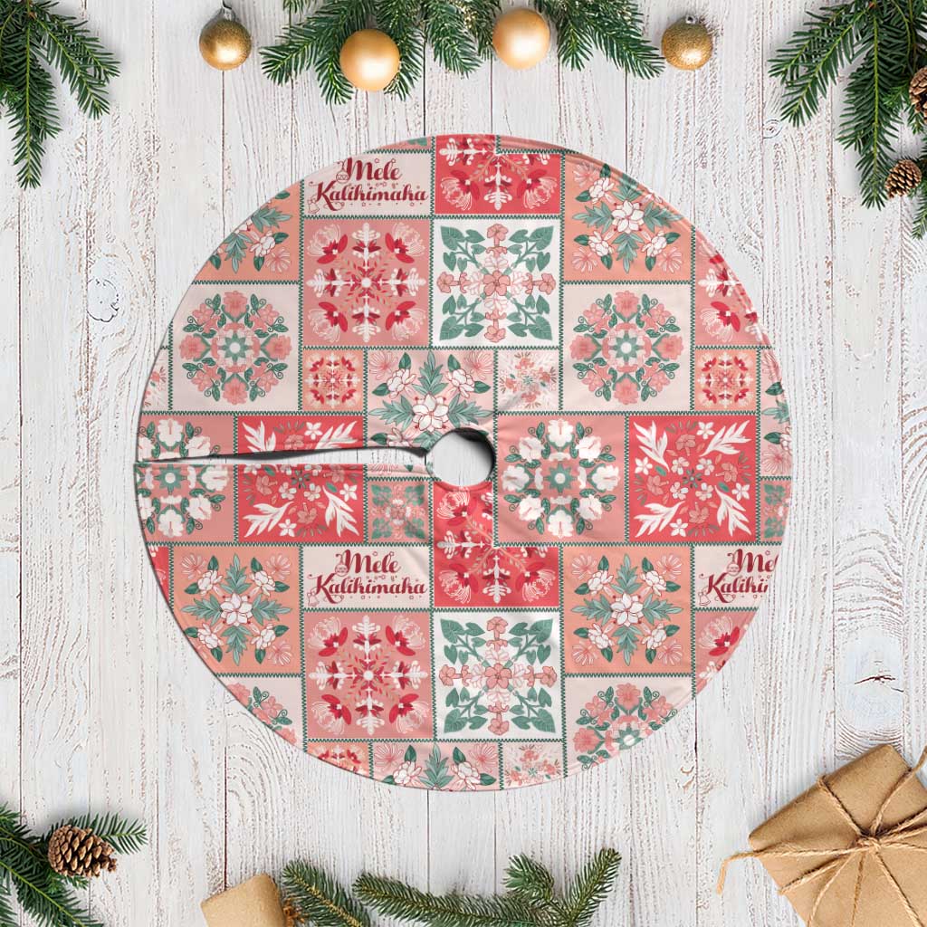 Mele Kalikimaka Hawaii Christmas Tree Skirt Ulaula Seamless Floral Motif LT9 Casual Red - Polynesian Pride