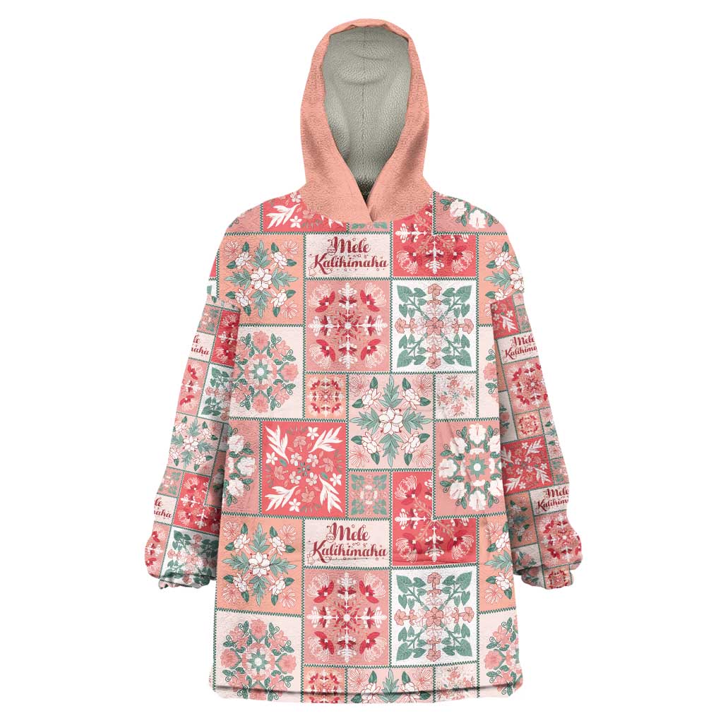 Mele Kalikimaka Hawaii Christmas Wearable Blanket Hoodie Ulaula Seamless Floral Motif - Polynesian Pride