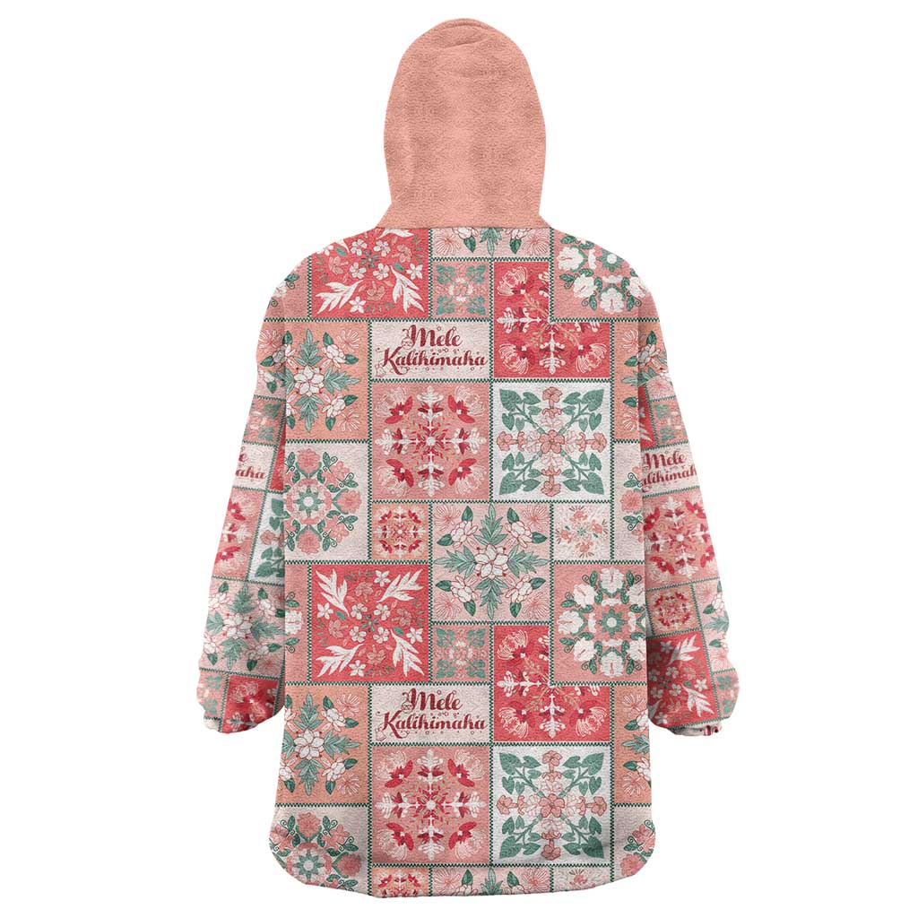Mele Kalikimaka Hawaii Christmas Wearable Blanket Hoodie Ulaula Seamless Floral Motif - Polynesian Pride