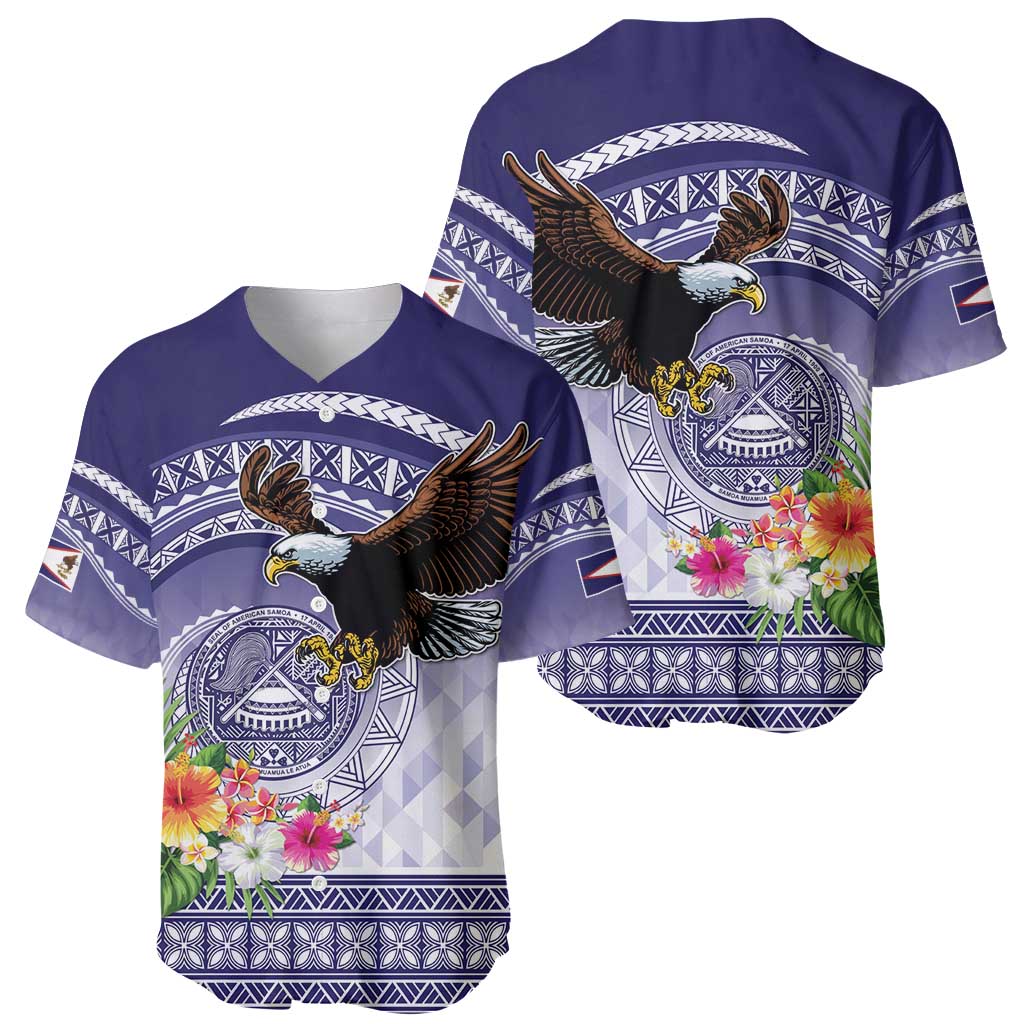 American Samoa Bald Eagle Baseball Jersey Polynesian Tropical Flowers