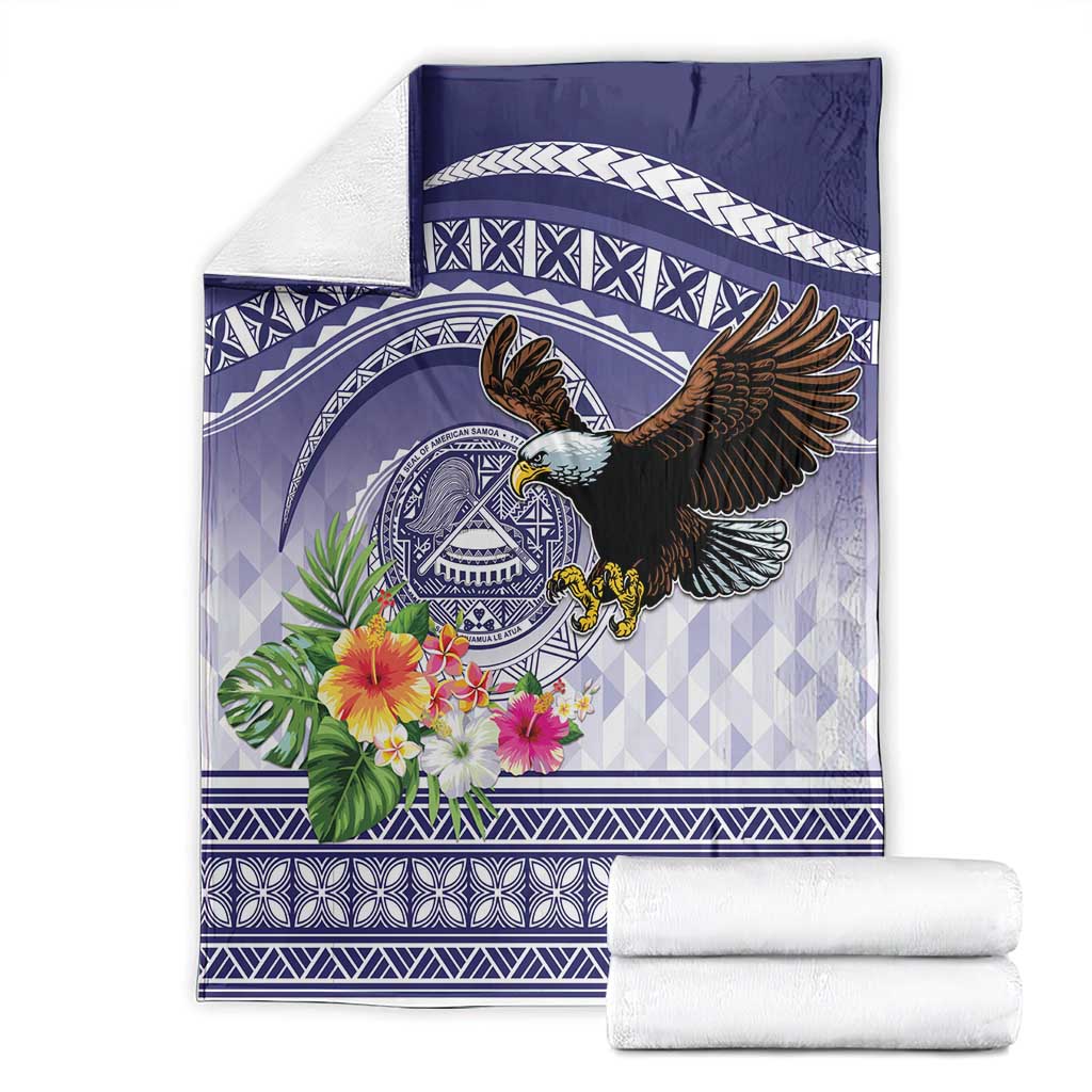American Samoa Bald Eagle Blanket Polynesian Tropical Flowers LT9 - Polynesian Pride