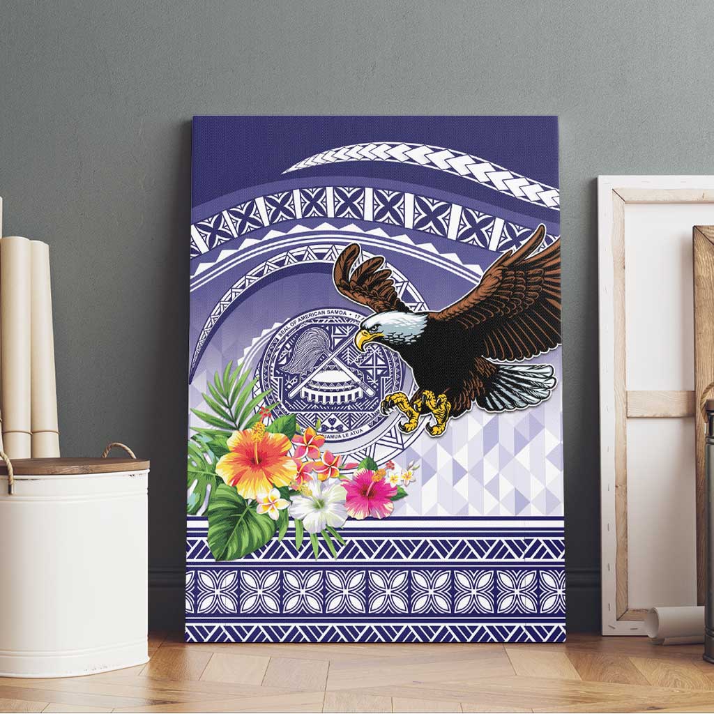 American Samoa Bald Eagle Canvas Wall Art Polynesian Tropical Flowers
