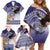 American Samoa Bald Eagle Family Matching Off Shoulder Short Dress and Hawaiian Shirt Polynesian Tropical Flowers