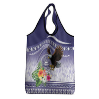 American Samoa Bald Eagle Grocery Bag Polynesian Tropical Flowers
